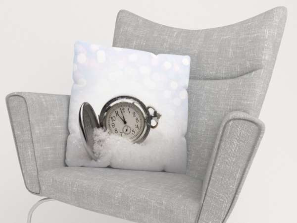 Housse de coussin : HORLOGE DANS LA NEIGE