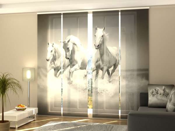 Rideau coulissant (1-4 pcs.) : CHEVAUX BLANCS