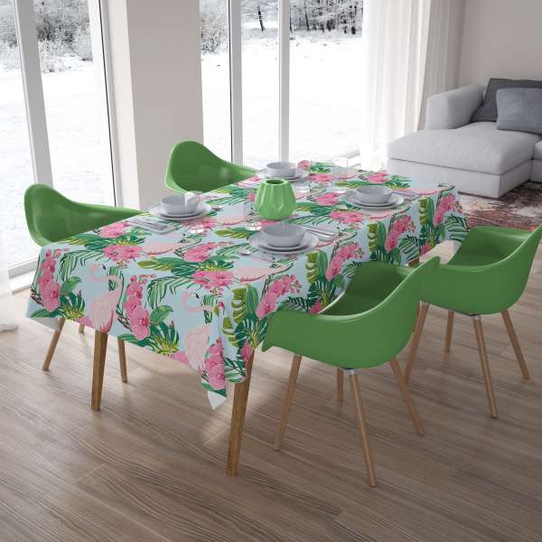 Nappe de table : FLAMANTS ET ORCHIDÉES