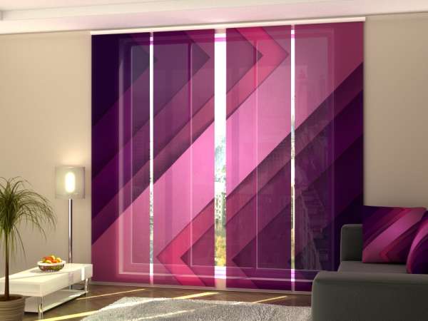 Rideau coulissant (1-4 pcs.) : LIGNES VIOLES