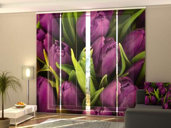 Rideau coulissant (1-4 pcs.) : TULIPES VIOLES 3