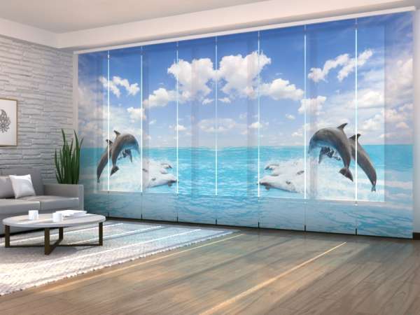 Rideau coulissant (1-8 pcs.) : DES DAUPHINS HEUREUX