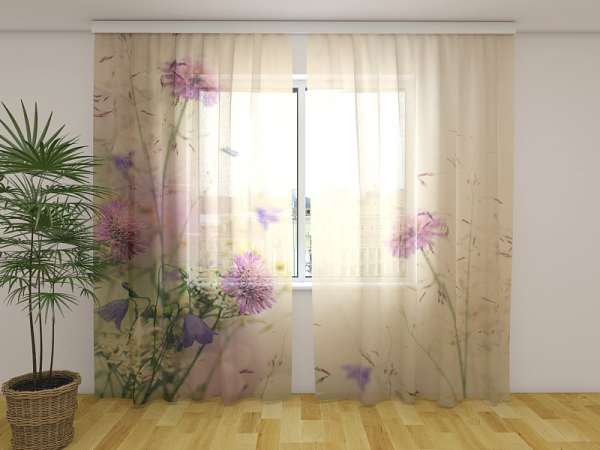 Rideau en mousseline : CHAMP DE FLEURS