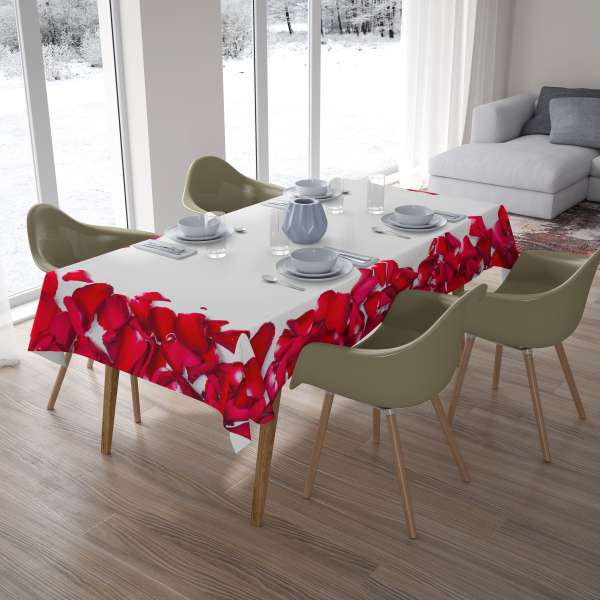 Nappe de table : PÉTALES DE ROSE ROUGE