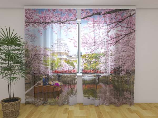 Rideau en mousseline : LE PRINTEMPS EN HIMEJI JAPONAIS