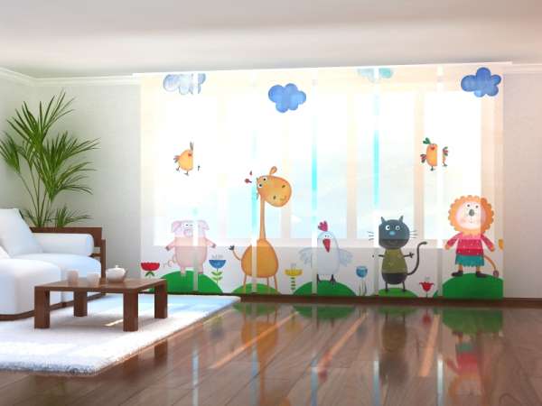Rideau coulissant (1-6 pcs.) : PEINTURE POUR ENFANTS ANIMAUX DRÔLES